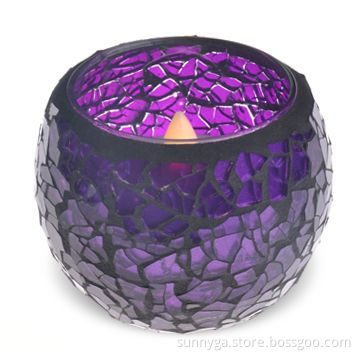 Decorated Glass Candle Holder with 80mm Top Diameter and 65mm Height